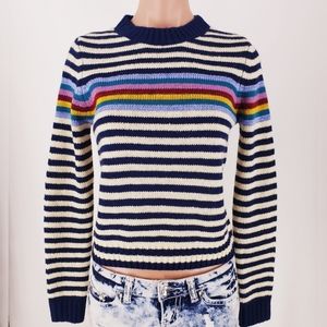 COPPER KEY Rainbow Striped Chunky Knit Sweater